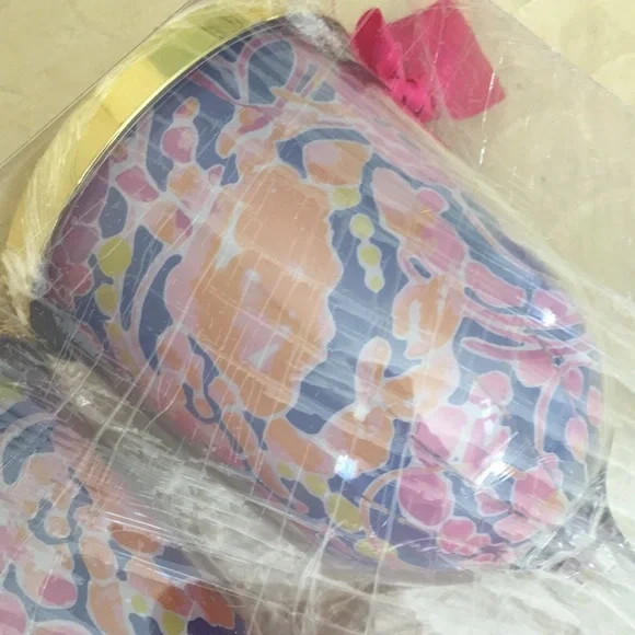 NWT Lilly Pulitzer Acrylic Wine Glasses Set of 2 with lids & straws - Picture 5 of 7